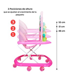 Foto 3 | Foto 3 | Andadera Para Bebe Plegable, Andador 8 Llantas De Gel Ballena - Rosa