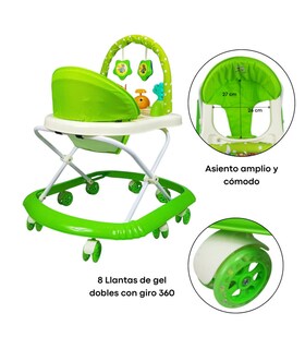 Foto 2 | Foto 2 | Andadera Para Bebe Plegable, Andador 8 Llantas De Gel Ballena - Verde