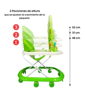 Foto 3 | Foto 3 | Andadera Para Bebe Plegable, Andador 8 Llantas De Gel Ballena - Verde