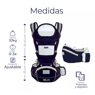 Foto 2 | Foto 2 | Cangurera Portabebé Multifuncional Con Asiento Eo Safe Imports Esi-16419 Azul