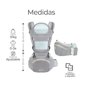Foto 2 | Foto 2 | Cangurera Portabebé Mochila Multifuncional Con Asiento Bebé Color Gris