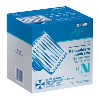 Foto 2 | Foto 2 | Resumidero Acero Inoxidable Foset RS-701 Diseño Cuadrado 4x4'' Línea Aqua