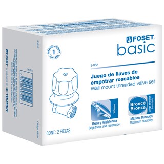 Foto 2 | Foto 2 | Juego 2 Llaves Empotrar Foset E-052 para Regadera Roscables de Cubo de la Línea Basic