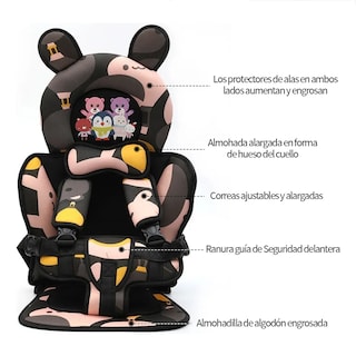 Foto 3 | Foto 3 | ''asiento De Coche Portátil Para Bebés Con Cojín Elevador Rosa Negro ''