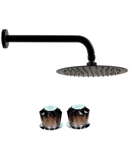 Foto 1 | Foto 1 | Regadera Redonda de 25 cm con Brazo/ Chapetón/ Manerales Rubinett de Acero Inoxidable 304 Negro Mate