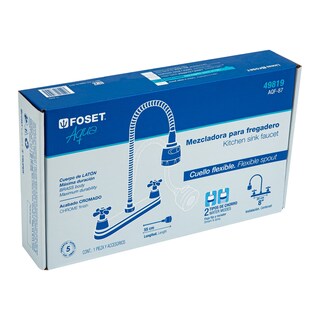 Foto 3 | Foto 3 | Mezcladora para Fregadero Foset color Gris con Manerales Cruceta/Cuello Flex Aqua