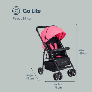 Foto 8 | Foto 8 | Carriola Portabebé Bebesit Go Lite Carriola Bastón Plegable color Rosa