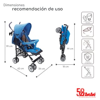 Foto 5 | Foto 5 | Carriola de Bastón D' Bebé Aerostar Azul