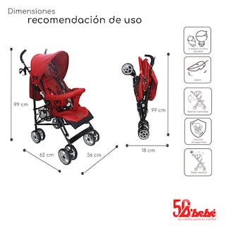 Foto 5 | Foto 5 | Carriola de Bastón D'bebé Aerostar Roja