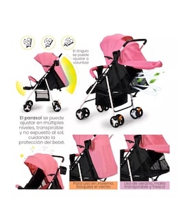 Foto 3 | Foto 3 | Carriola De Bastón Travel System Toplinc Carreola Plegable Plegable Rosa Con Chasis Color Blanco
