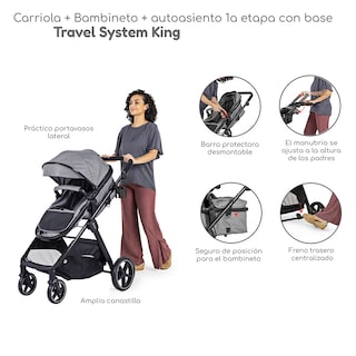 Foto 4 | Foto 4 | Carriola Con Autoasiento Y Bambineto Reclinable King D'bebe - Gris