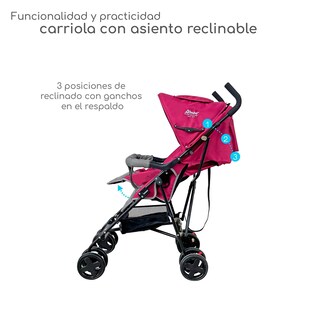 Foto 3 | Foto 3 | Carriola Plegable Con Reclinado Y Toldo Carri D'bebe - Rosa
