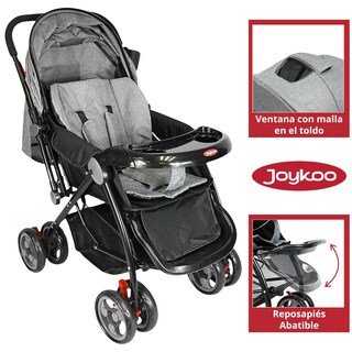 Foto 6 | Foto 6 | Carriola Para Bebé Manubrio Reversible Asiento Reclinable Frenos Y Cinturón De Seguridad Soporta Hasta 15 Kg - Gris