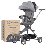 Carriola para Bebé Esquimal Plegable Ligera Gris Portátil con Asiento Giratorio 360°