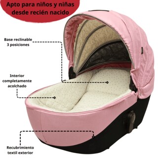 Foto 6 | Foto 6 | Carriola Para Bebé Asiento Reversible Bambineto Acolchado Ruedas De Goma Plegable Cinturón De Seguridad - Rosa