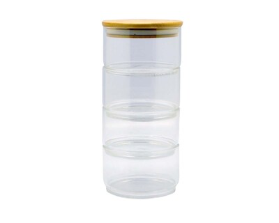 Foto 1 | Foto 1 | Contenedor Hermético con 4 compartimentos Good & Good M7-CR0015 Transparente Cristal/Bambú
