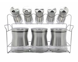 Set 3 Contenedores 5 Especieros y Rack Good & Good color Plata