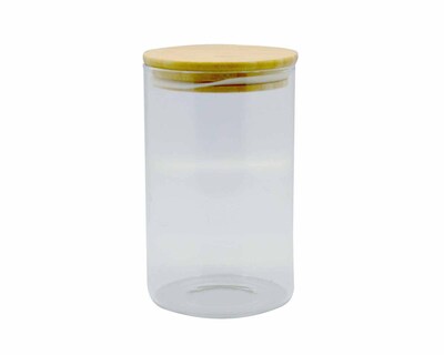 Foto 1 | Foto 1 | Contenedor Hermético Redondo con Tapa de Bambú 1.2 l Good & Good M7-CR0001 Transparente de Cristal/Bambú