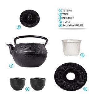 Foto 8 | Foto 8 | Tetera Japonesa de Hierro Fundido 1.2 l Redlemon 80252 Negro