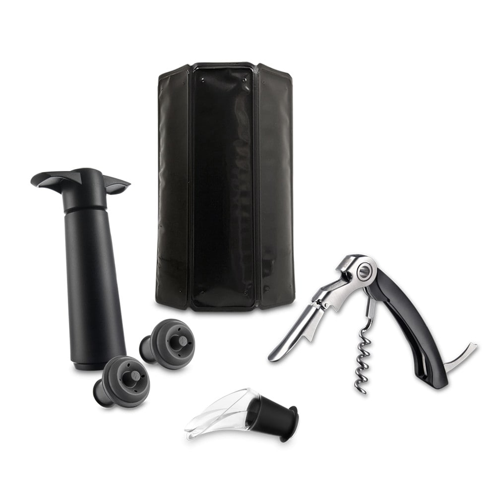 Set de 6 Accesorios de Vino Vacu Vin Negro