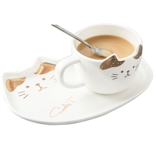 Foto 2 | Foto 2 | Set de Taza y Plato de Cerámica Happyware en Forma de Gato con Cuchara color Blanco