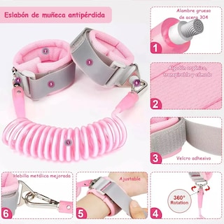 Foto 4 | Foto 4 | Arnés De Seguridad Para Bebé Niños 3 En 1 Con Correa Llave Lab.g Rosa