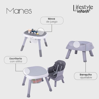 Foto 5 | Foto 5 | Silla Alta Lifestyle By Infanti Manes 7 En 1 Gira 360° Gris y Negro