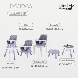Foto 7 | Foto 7 | Silla Alta Lifestyle By Infanti Manes 7 En 1 Gira 360° Gris