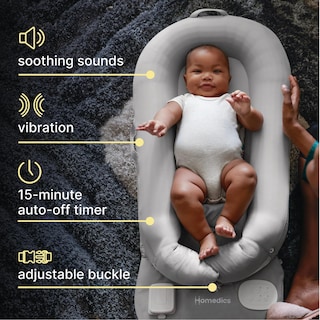 Foto 3 | Foto 3 | Cojín Calmante Para Bebés Homedics 3 En 1, Relajante, Gris, Recargable - Venta Internacional.