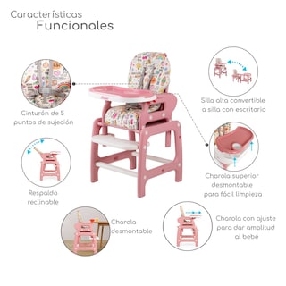 Foto 2 | Foto 2 | Periquera Para Bebe Silla Alta Para Comer Escritorio - Rosa