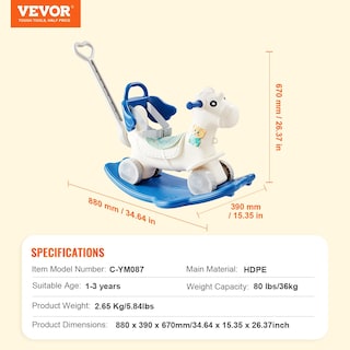 Foto 7 | Foto 7 | Rocking Horse Vevor 4 En 1 Para Niños Pequeños De 1 A 3 Años Con Sonido - Venta Internacional.