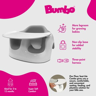 Foto 2 | Foto 2 | Asiento De Suelo Para Bebé Bumbo Lite Cool Grey Con Bandeja De 3 A 12 Meses - Venta Internacional.