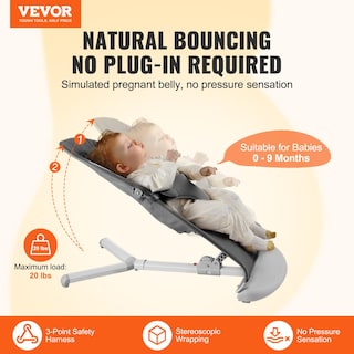 Foto 2 | Foto 2 | Asiento Plegable Baby Bouncer Vevor Para Bebés De 0 A 9 Meses, Color Gris - Venta Internacional.