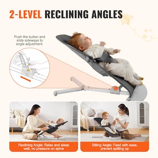 Foto 3 | Foto 3 | Asiento Plegable Baby Bouncer Vevor Para Bebés De 0 A 9 Meses, Color Gris - Venta Internacional.