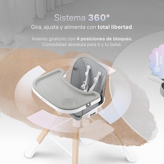 Foto 3 | Foto 3 | Silla Alta Periquera Bebé 3 En 1 Esquimal Gris Doble Bandeja Para Comer Asiento Giratorio 360° Altura Ajustable