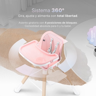 Foto 3 | Foto 3 | Silla Alta Periquera Bebé 3 En 1 Esquimal Rosa Doble Bandeja Para Comer Asiento Giratorio 360° Altura Ajustable