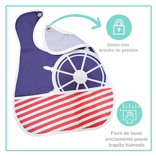 Foto 3 | Foto 3 | Baberos para Bebé Beikiakids Impermeable Marinero 4 Piezas