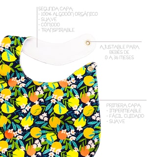 Foto 3 | Foto 3 | Kit de 4 Baberos para Bebé Luulu Frutas Impermeable de Algodón Orgánico