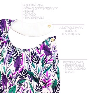 Foto 3 | Foto 3 | Baberos para Bebé Luulu Bosque Morado Impermeable de Algodón Orgánico 4 Piezas