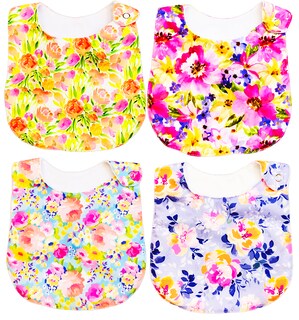 Foto 1 | Foto 1 | Kit de 4 Baberos para Bebé Luulu Acuarela Impermeable de Algodón Orgánico