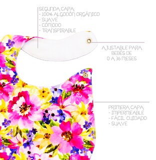 Foto 3 | Foto 3 | Kit de 4 Baberos para Bebé Luulu Acuarela Impermeable de Algodón Orgánico