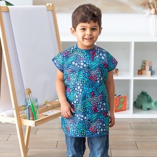 Foto 2 | Foto 2 | Babero Impermeable De Manga Corta Smock Bumkins De 3 A 7 Años, Color Azul Selvático - Venta Internacional.