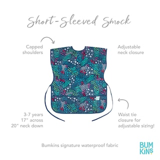 Foto 5 | Foto 5 | Babero Impermeable De Manga Corta Smock Bumkins De 3 A 7 Años, Color Azul Selvático - Venta Internacional.