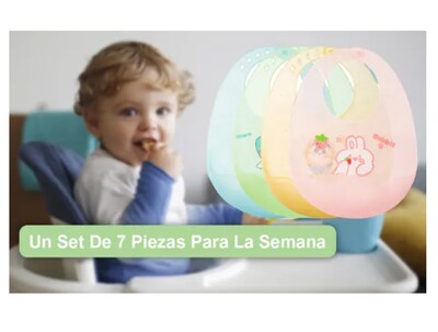 Foto 3 | Foto 3 | 7 Pzs Xtellar Babero De Silicon Impermeable Sin Olor Para Bebé