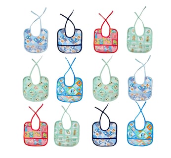 Foto 1 | Foto 1 | 12 Piezas Baberos Para Bebe Tela Frente Impermeables Atras