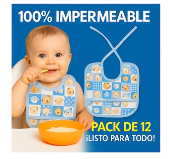 Foto 3 | Foto 3 | 12 Piezas Baberos Para Bebe Tela Frente Impermeables Atras