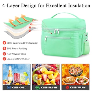 Foto 2 | Foto 2 | Bolsa De Almuerzo Dalinda, Ligera, Aislante, A Prueba De Fugas, Color Verde Menta - Venta Internacional.
