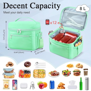 Foto 3 | Foto 3 | Bolsa De Almuerzo Dalinda, Ligera, Aislante, A Prueba De Fugas, Color Verde Menta - Venta Internacional.