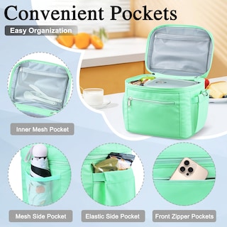 Foto 7 | Foto 7 | Bolsa De Almuerzo Dalinda, Ligera, Aislante, A Prueba De Fugas, Color Verde Menta - Venta Internacional.