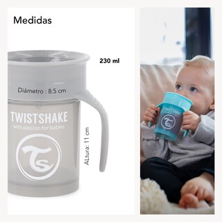 Foto 5 | Foto 5 | Taza 360 Twistshake Bebé Aprendizaje Bebida 230ml Ergonómica Color Gris